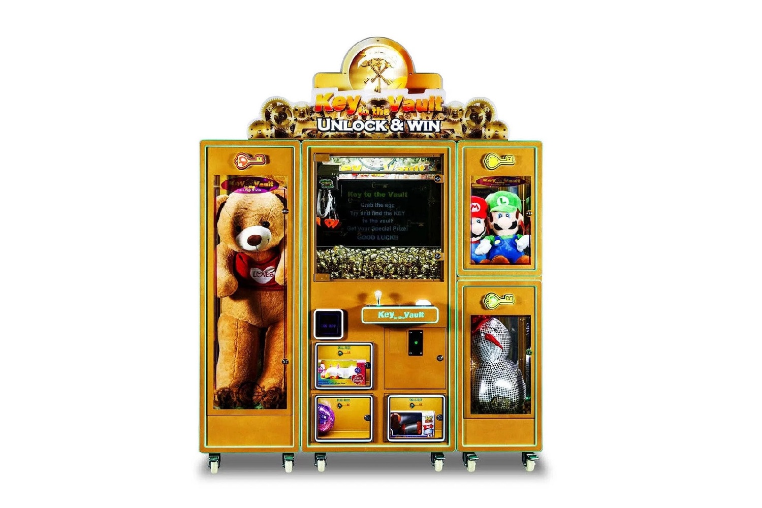 Prize locker game with visible prizes